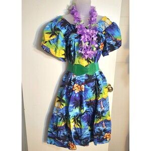 Mrs Roper Muumuu Graphic Print Hawaiian Tropical Luau Cruise Beach Party Dress L
